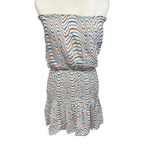 Olivaceous Women's Medium Strapless Dress Multicolor Wavy Stripe New w/ Tags